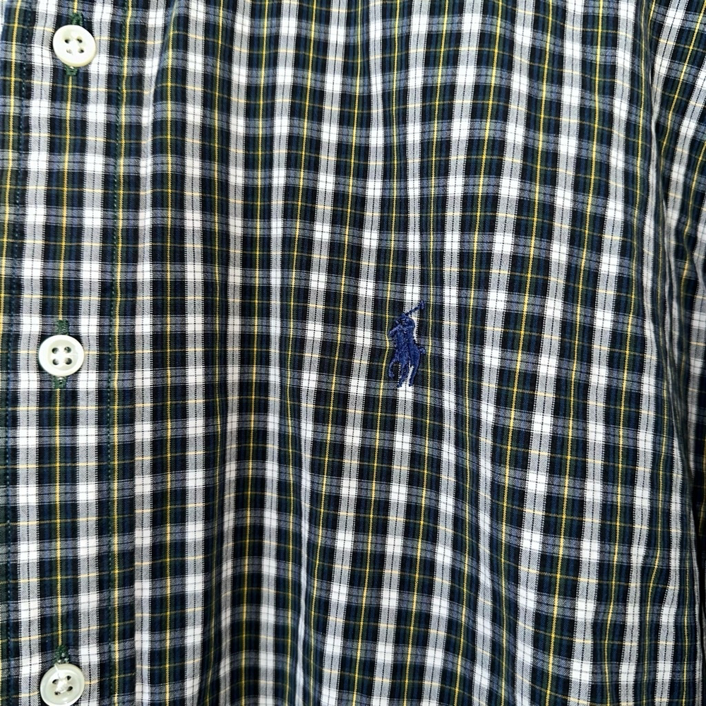 Green Ralph Lauren Mens Size L Navy Plaid Blake Cotton Long Sleeve Button Down - Picture 3 of 12